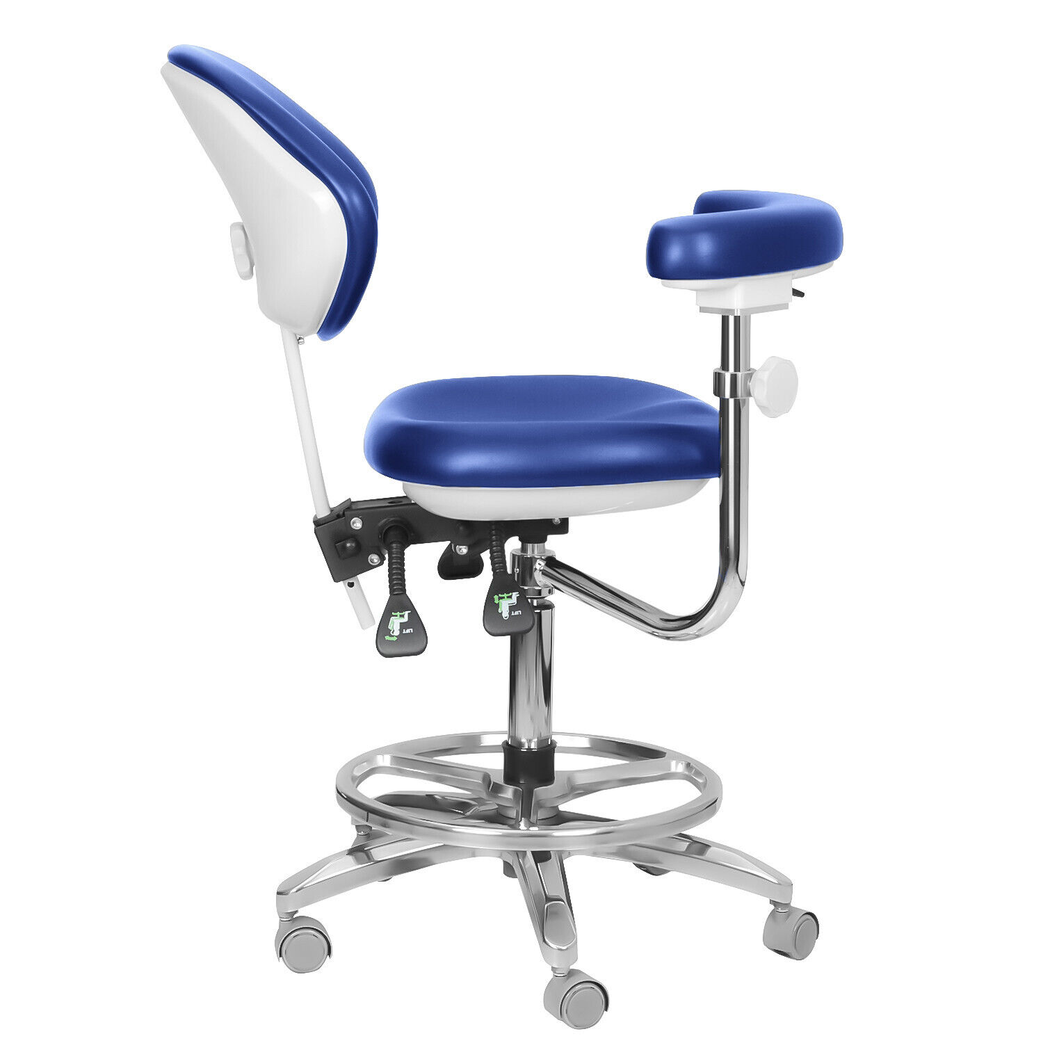 QIYUAN QY-600M-B2 sgabello per assistente dentista, sgabello per operatore odontoiatrico con bracciolo con rotazione a 360°