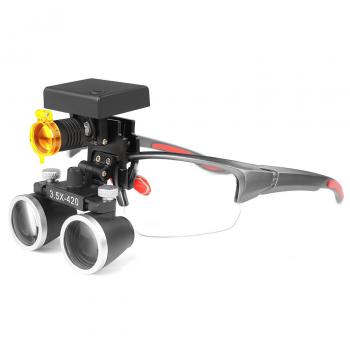Occhialini binoculari dentali YUYO DY-117 3.5X + Faro LED senza fili 3W DY-010