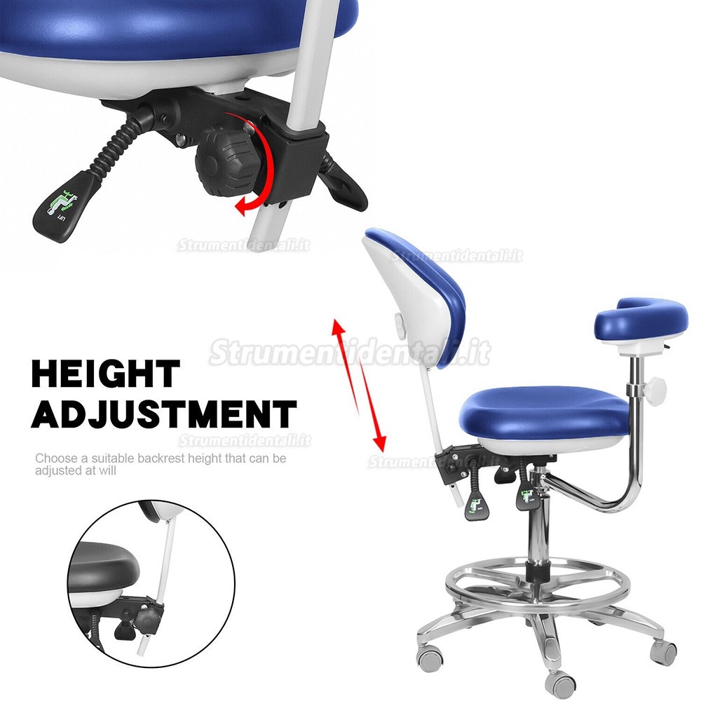 QIYUAN QY-600M-B2 sgabello per assistente dentista, sgabello per operatore odontoiatrico con bracciolo con rotazione a 360°