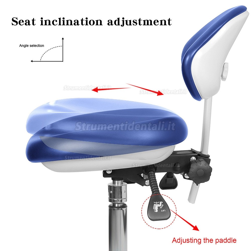 QIYUAN QY-600M-B2 sgabello per assistente dentista, sgabello per operatore odontoiatrico con bracciolo con rotazione a 360°