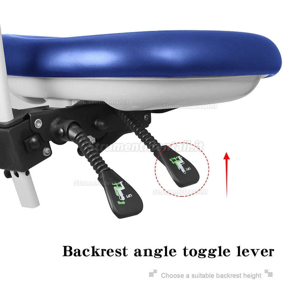 QIYUAN QY-600M-B2 sgabello per assistente dentista, sgabello per operatore odontoiatrico con bracciolo con rotazione a 360°