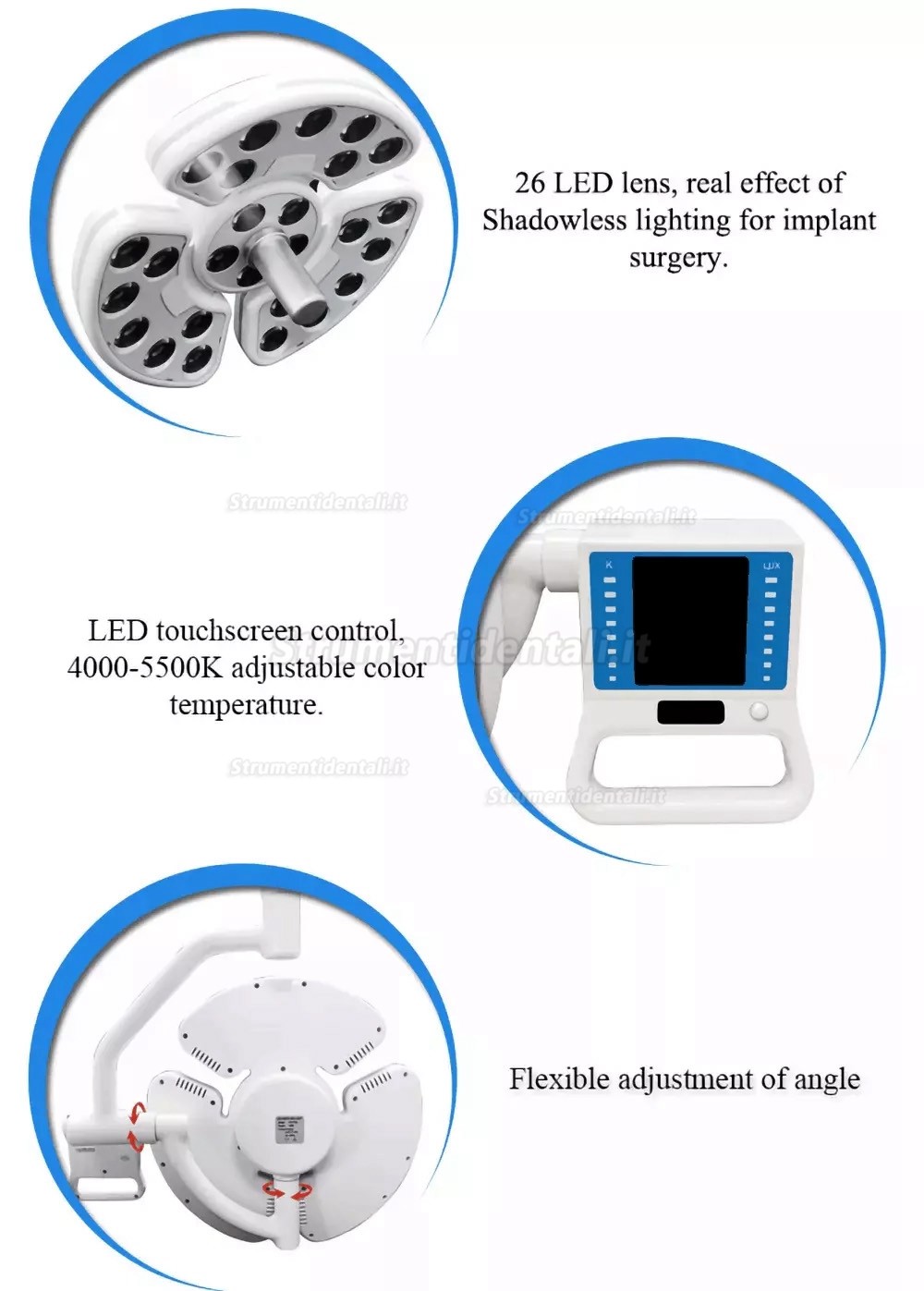 Lampada riunito LED odontoiatrico Saab KY-P138 con braccio per poltrona odontoiatrica