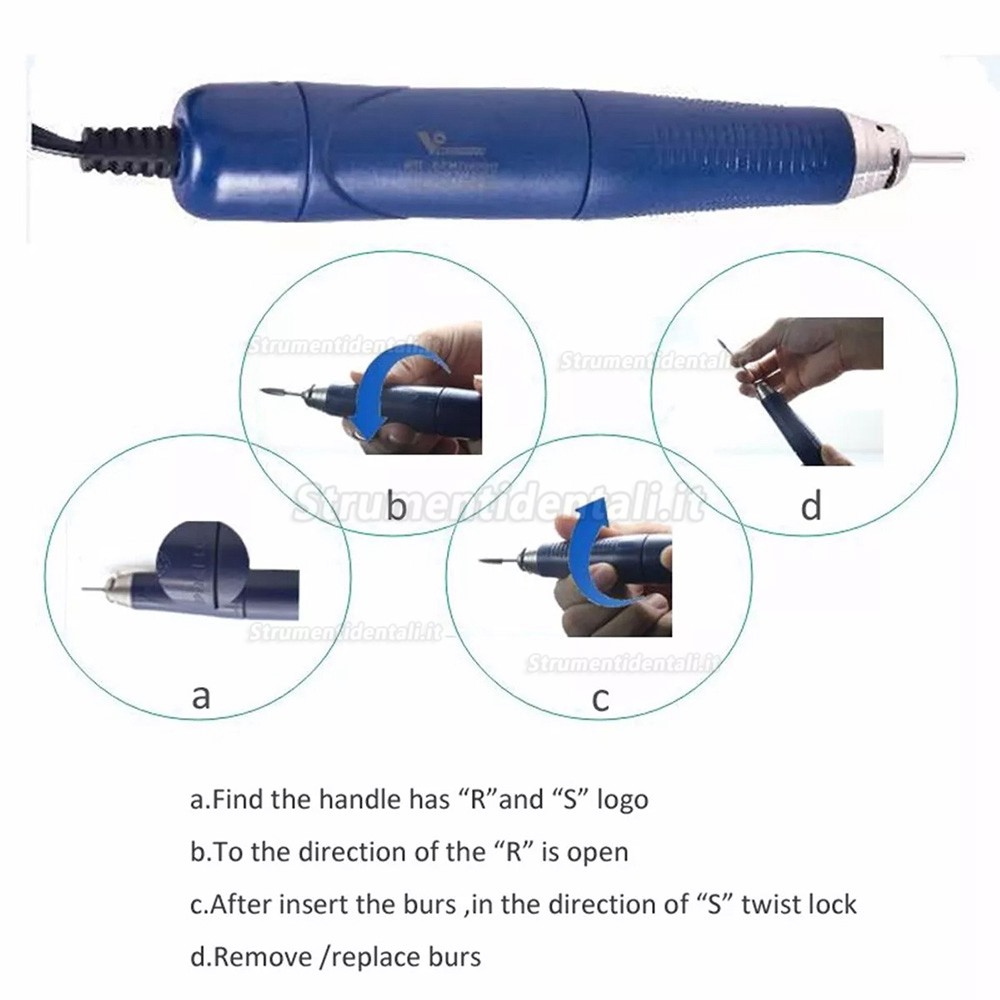 Manipolo Brushless per Micromotore Dentale StrongDrill Q9T-R-M90000 50.000 giri/min