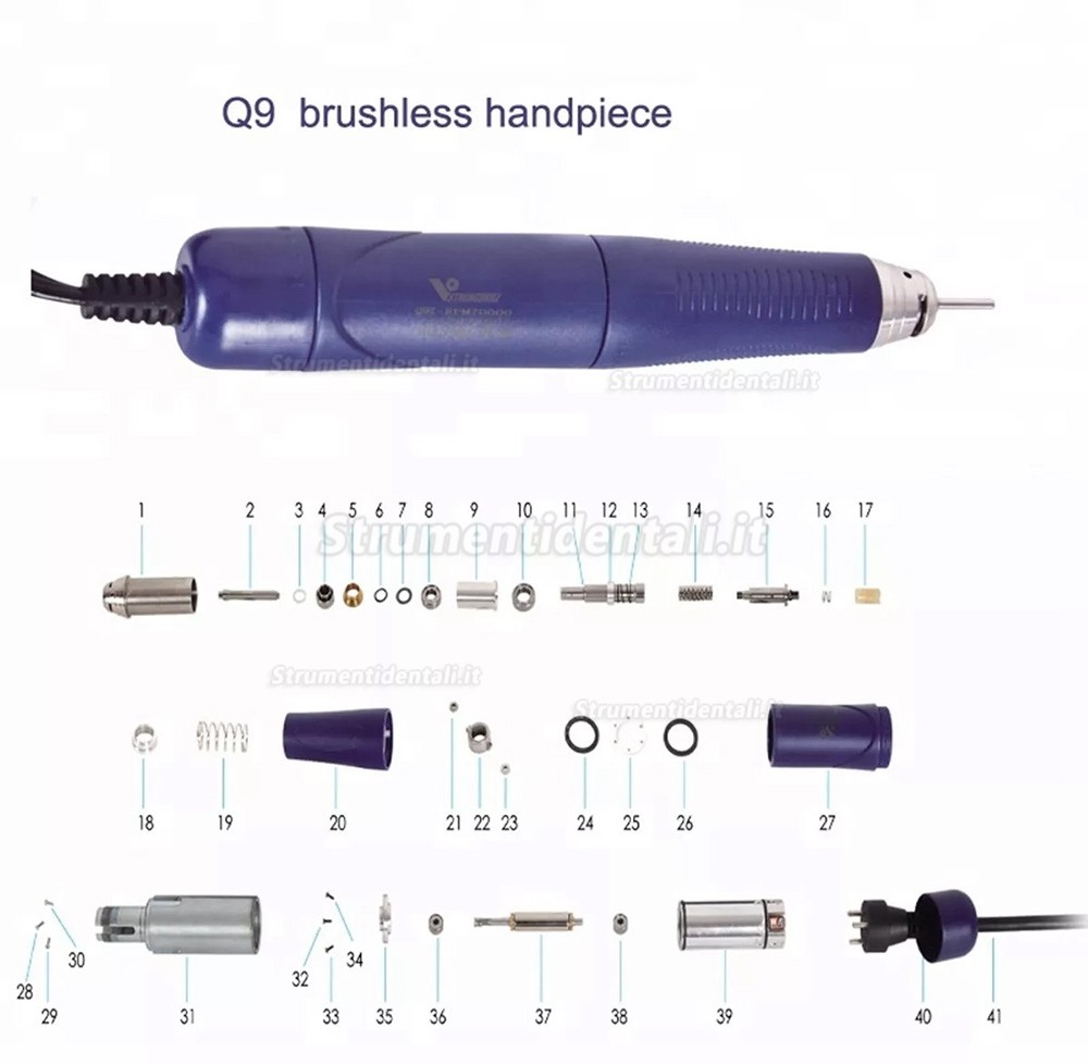 Manipolo Brushless per Micromotore Dentale StrongDrill Q9T-R-M90000 50.000 giri/min